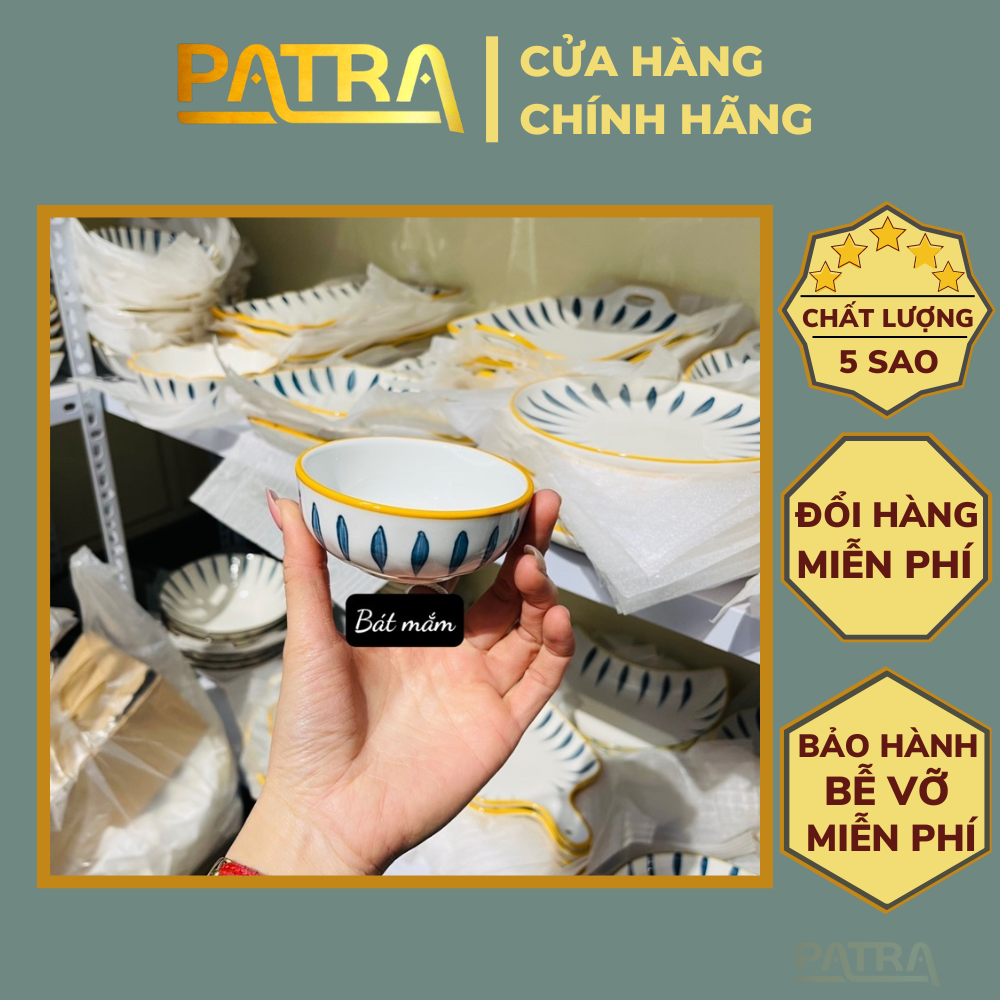 Bộ bát đĩa decor siêu đẹp set bát đĩa nhật hoạ tiết lá liễu 15 món