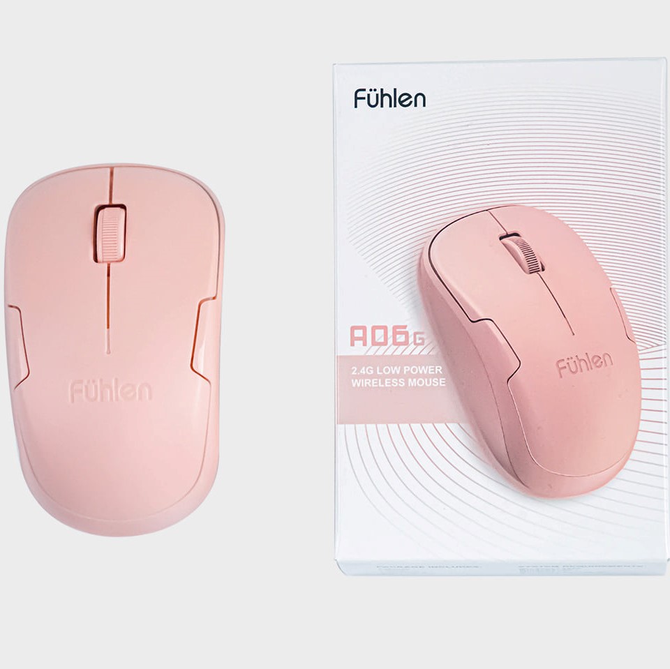 Chuột máy tính không dây Wired mouse Fuhlen A06 màu Đen/ Hồng tặng kèm pin- Hàng chính hãng