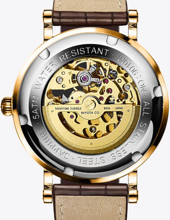 Đồng hồ nam chính hãng LOBINNI L9010-1 ,Kính sapphire chống xước,Chống nước 50m,bảo hành 24 tháng,Máy cơ(Automatic,dây da đen xịn,máy lộ cơ