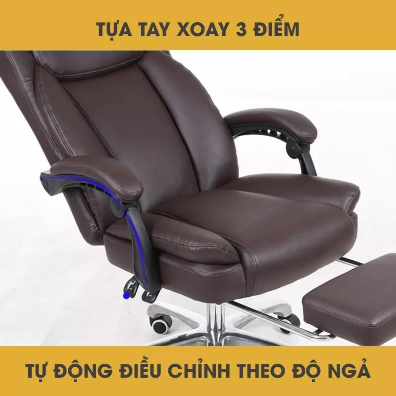 Ghế giám đốc ngả lưng135 độ, có gác chân, ghế phủ da PU cao cấp, chân ghế kim loại - T8098