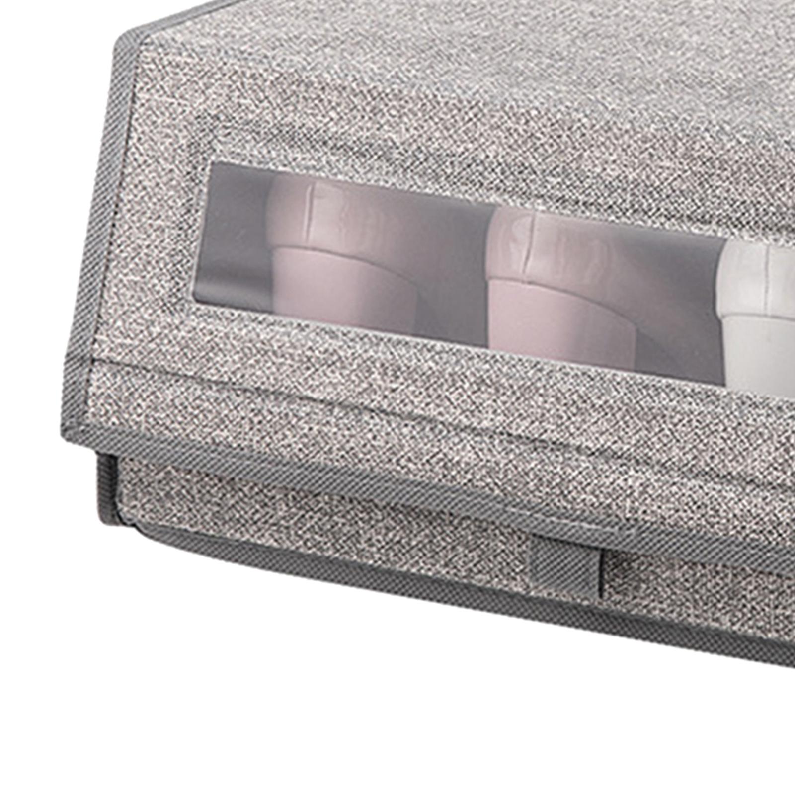 Shoe Storage Box Bins Closet Underwear Sundries Organizer with Clear Window Gray