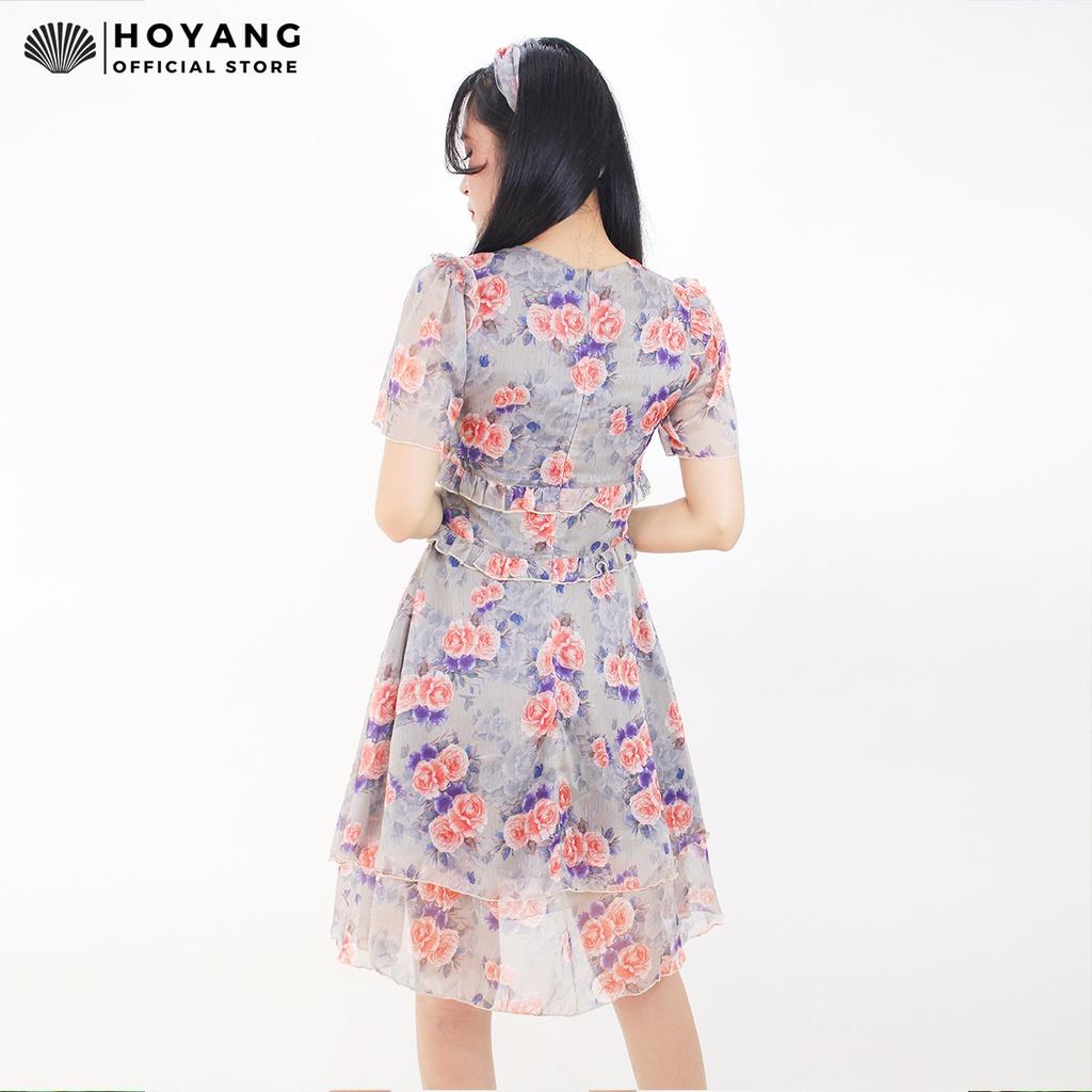 Đầm Hoa Tơ Xước Hàn Quốc HOYANG DHY41