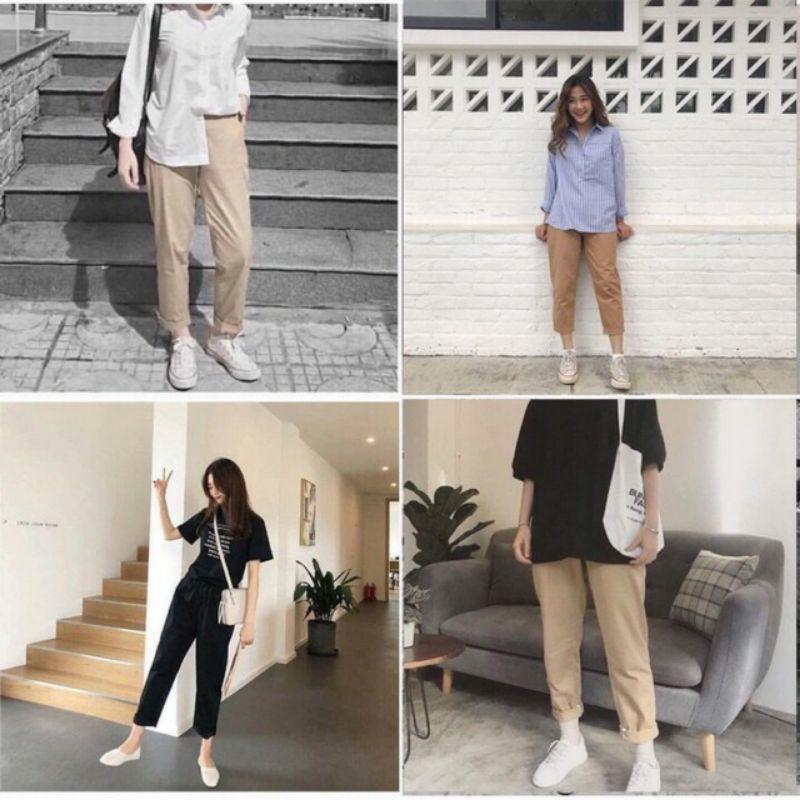  Quần Baggy Kaki Ống Suông Unisex