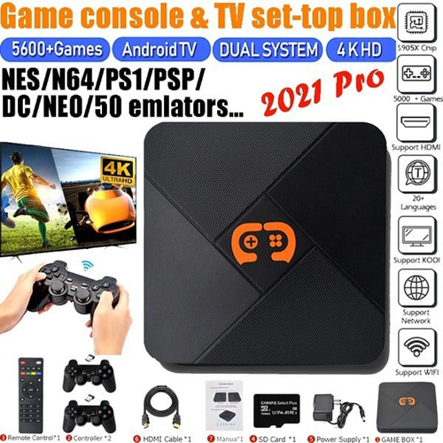 Máy Chơi Game Cầm Tay Điện Tử 4 Nút HDMI Không Dây Tích Hợp Hơn 5600+ Trò Chơi Cho PSP / PS1 / FC / NES (tặng chai dầu tràm Hoa Nén)