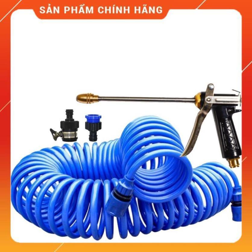 Bộ vòi xịt nước tưới cây đa năng 8 chế độ kèm dây tưới dạng lò xo co dãn 318814 loại 10m