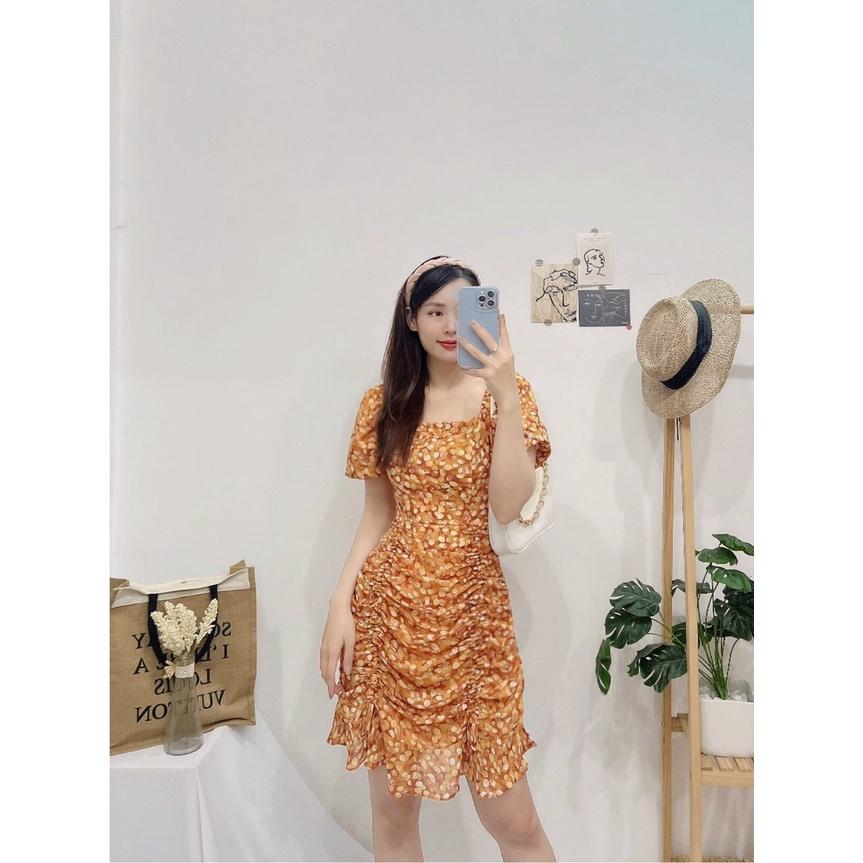Váy hoa nhí body đuôi cá, Đầm hoa nhí nhún eo Cao Cấp nhún eo nữ tính quyến rũ, mặc đi chơi đi tiệc - MiNhi Fashion