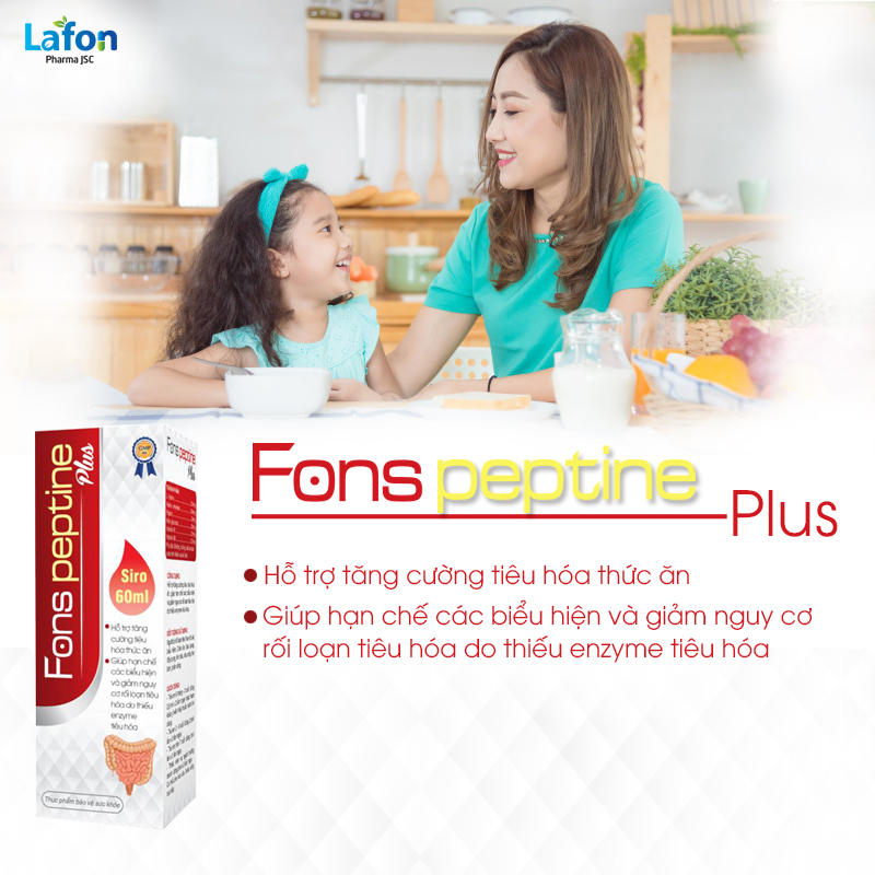 Hỗ trợ tăng cường tiêu hoá, giảm nguy cơ rối loạn tiêu hoá cho bé - FonsPeptine Plus - 60ml