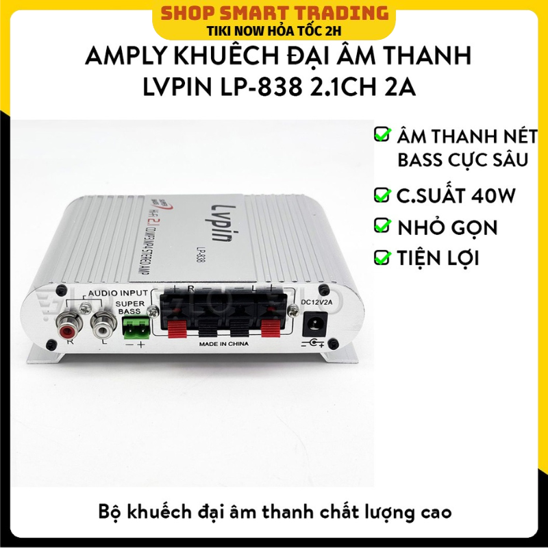 Bộ Âm Ly Mini, Amply Khuếch Đại Âm Thanh 838 - Hàng nhập khẩu