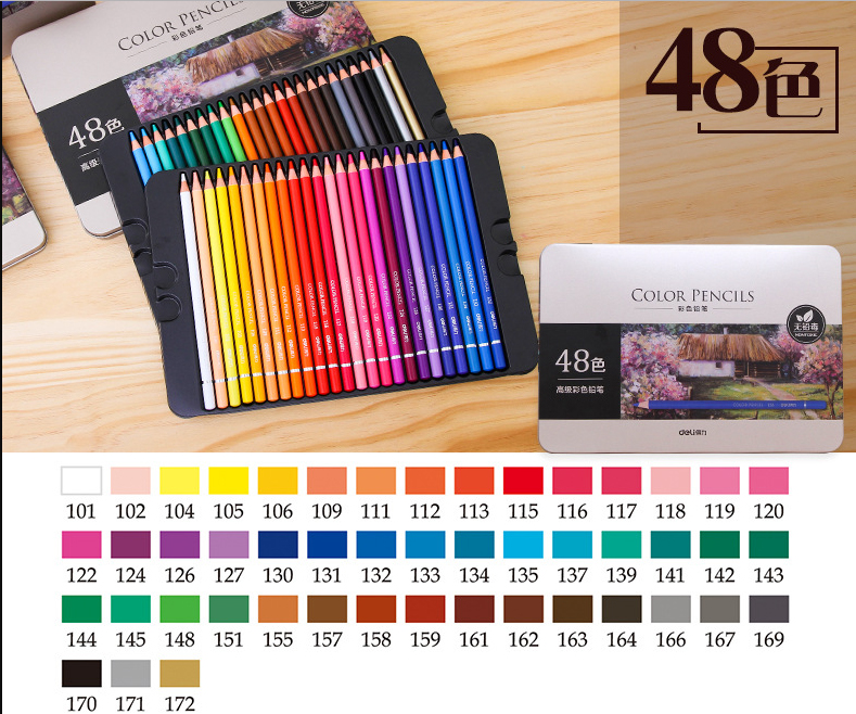 Chì Màu Khô Cao Cấp Hộp Thiếc 24/36/48 Màu