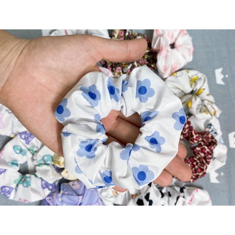 Dây cột tóc scrunchies hoạ tiết nhiều hình dễ thương