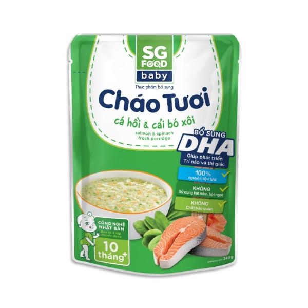 Cháo tươi Baby Sài Gòn Food Cá hồi &amp; Cải bó xôi 240g