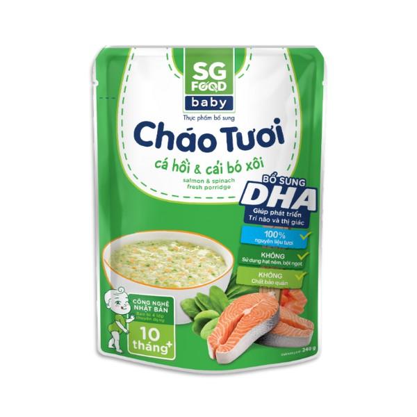 Combo 3 gói cháo tươi baby Sài Gòn Food vị (thịt bằm, bò, cá hồi) 240g