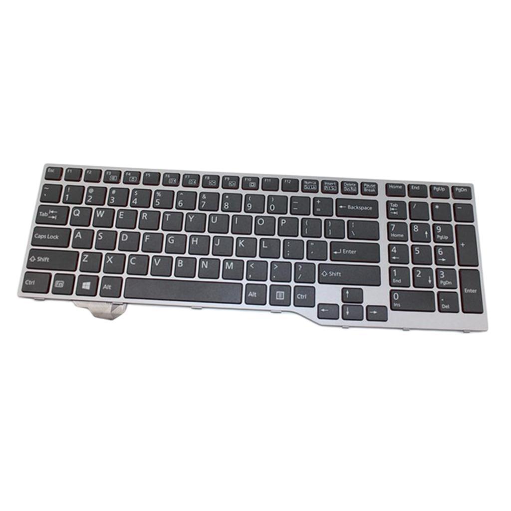 US English Keyboard Silver Frame for Fujitsu Lifebook E753 E754 E756 Desktop