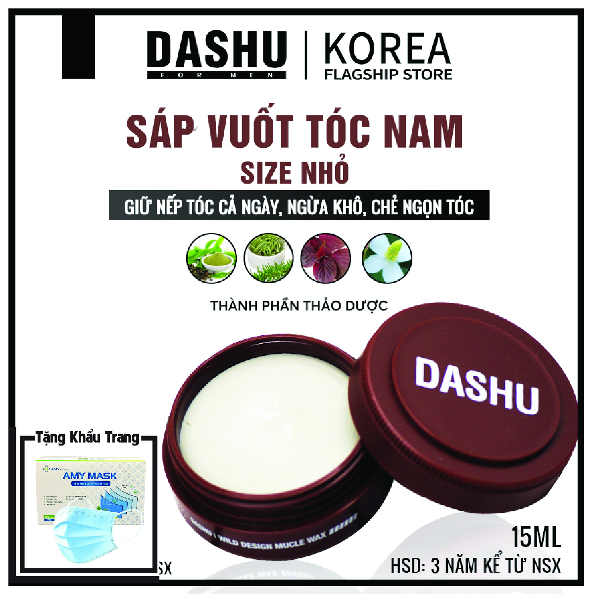 sáp vuốt tóc nam Dashu for Men Wild Design Muscle Wax 15ml, lược chải đầu, wax hair độ cứng 6-7, độ bóng 1, phù hợp với tóc dài, tóc mềm, tóc uốn xoăn, uốn sóng, dùng cho cả nam và nữ làm tăng độ phồng, độ dày cho tóc.