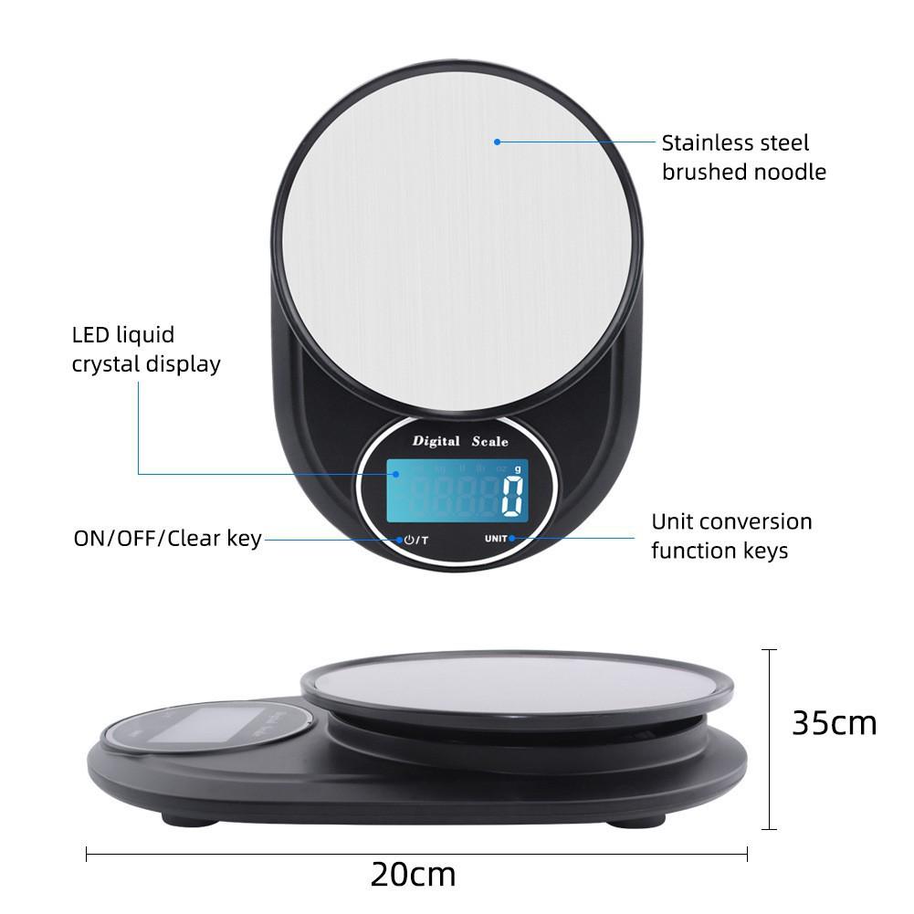 Cân Tiểu Ly 3KG,5KG,10KG Cân Nhà Bếp Digital Scale Siêu Chính Xác, Sai Số Cực Thấp, Độ Bền Cao,Cảm Ứng Vân Tay Chống Nướ