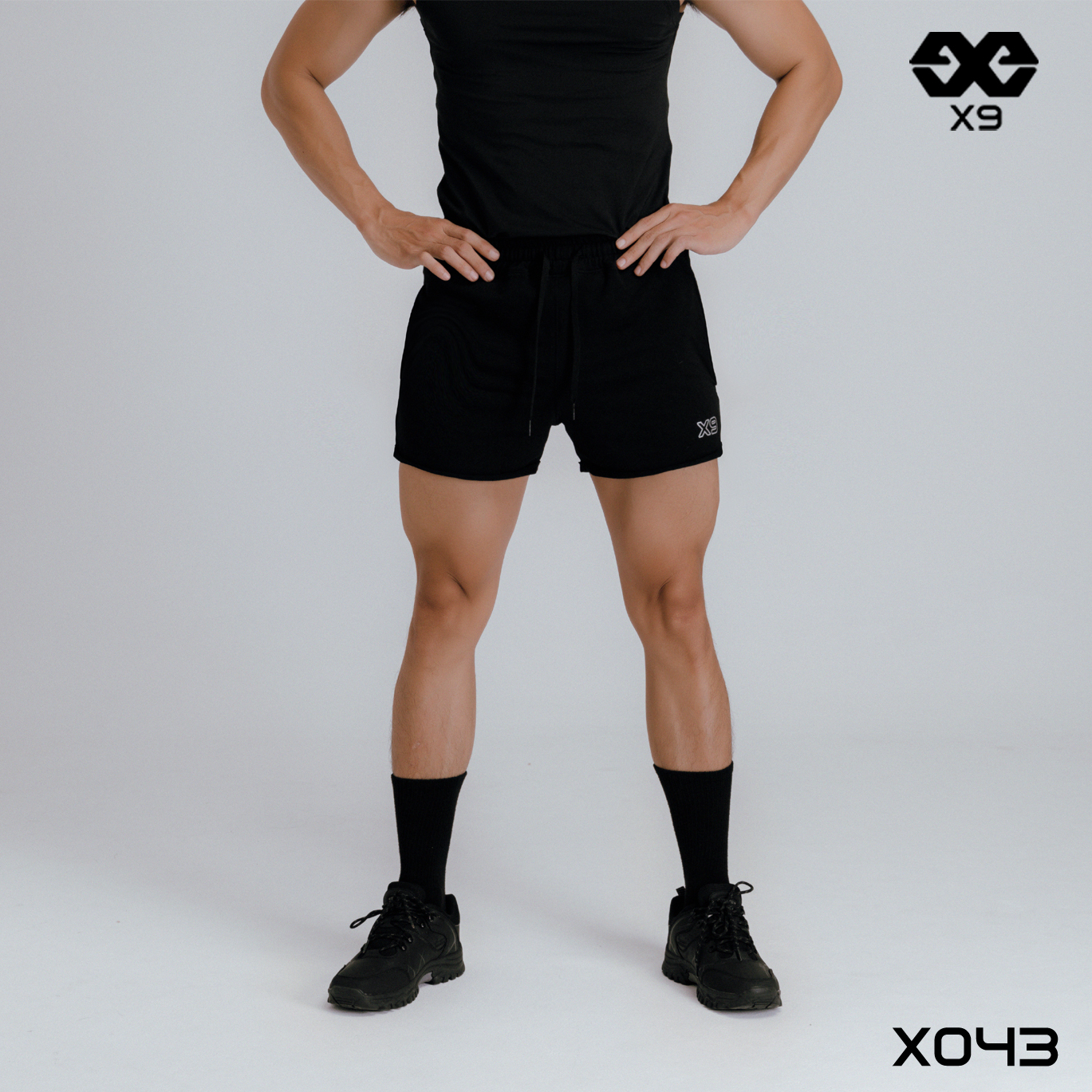 Quần Short Thun Nam Cuốn Line Ngắn Ngang Đùi Tập Gym Thể Thao Rộng Không Ôm - X9 Sportswear - X043