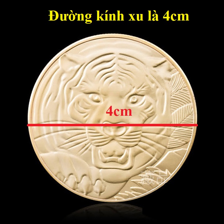 Xu Lưu Niệm Long Hổ Tranh Châu, chất liệu bằng Niken, đường kính 4cm, dùng để lưu niệm, trưng bày bàn sách, bàn làm việc - SP002459