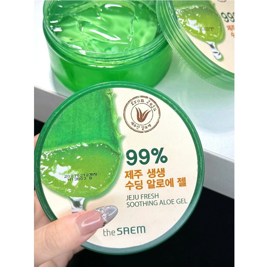 Gel dưỡng ẩm và làm dịu da The Saem Pink Aloe Aqua Gel Hàn Quốc 300ml