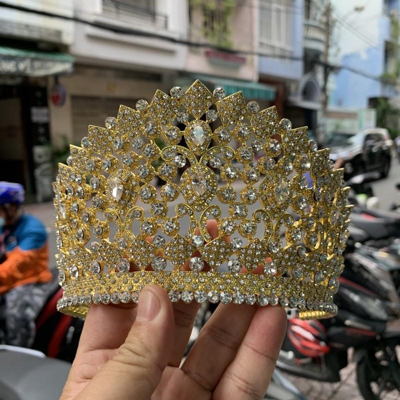 Vương miện cô dâu vàng ánh kim đính đá lấp lánh mẫu 11/2020 GiangPKC