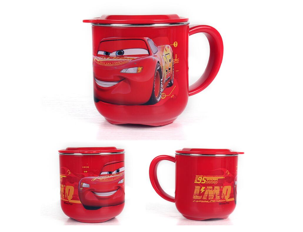 Ly cốc giữ nhiệt Disney in hình xe đua Car Mcqueen có nắp và quai cầm cho bé - 260ml
