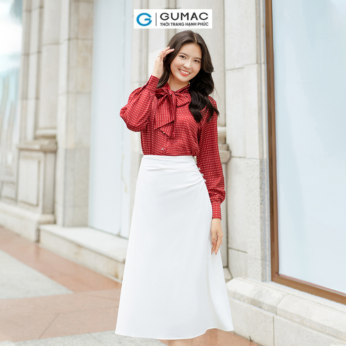 Chân váy A nhún sườn thời thượng sang trọng thời trang GUMAC VD06034