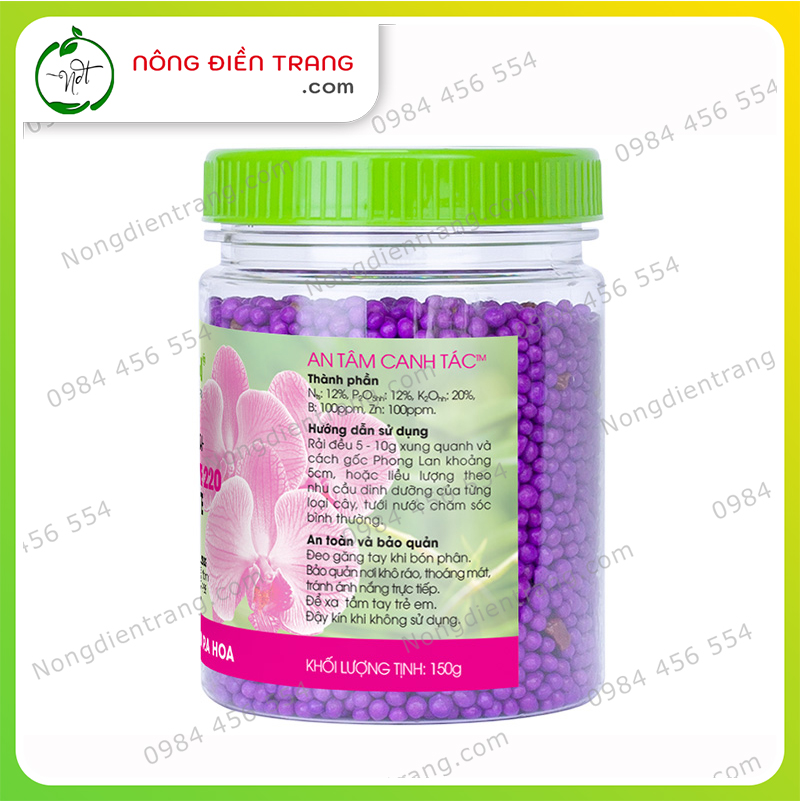 Phân Bón Thông Minh Tan Chậm Rynan 220 - Hộp 150g - Chuyên dùng cho hoa lan ra hoa cây cảnh VTNN Nông Điền Trang