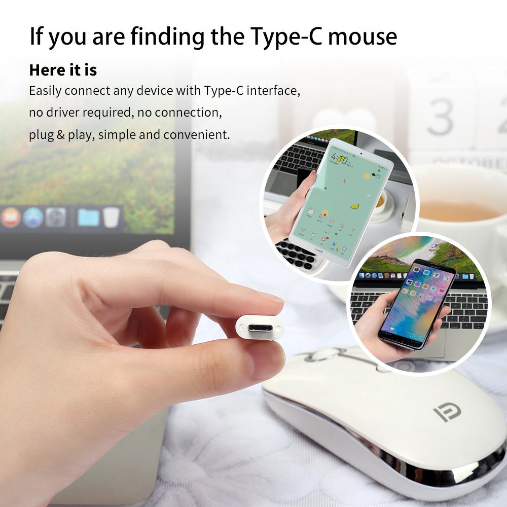 Chuột FUDE i331D 3 Chế độ 2000DPI  có thể điều chỉnh có thể sạc lại không dây với 2.4G USB Loại C Bluetooth 4.0