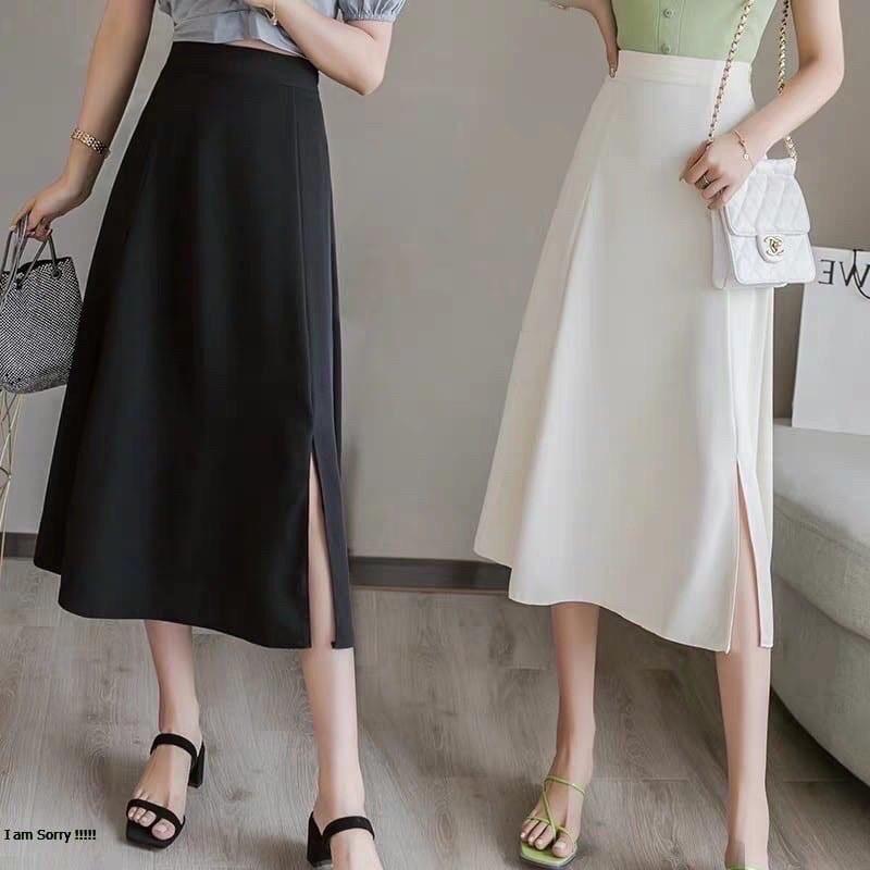 Chân váy midi dài cạp cao dễ dàng mix đồ