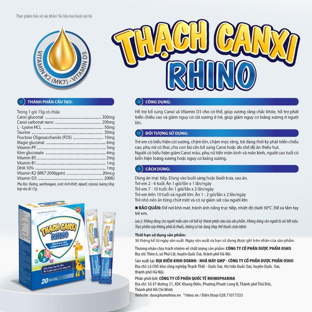 Thạch tăng chiều cao canxi RHino, giúp trẻ ăn ngon miệng, bổ sung canxi, omega , tăng chiều cao cho bé