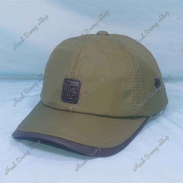Nón kết vải dù chữ LS To sò to đẹp mắt, chất liệu vải dù, viền da mỏ kết - Rêu Chữ LS To