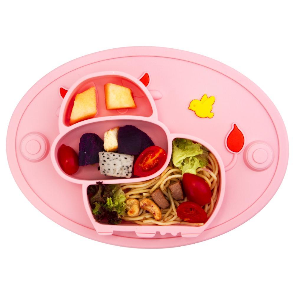 Qshare Bé Ốp Dẻo Silicon Bộ Đồ Ăn Trẻ Em Thực Phẩm Ăn Đựng Placemat Trẻ Sơ Sinh Món Tô
