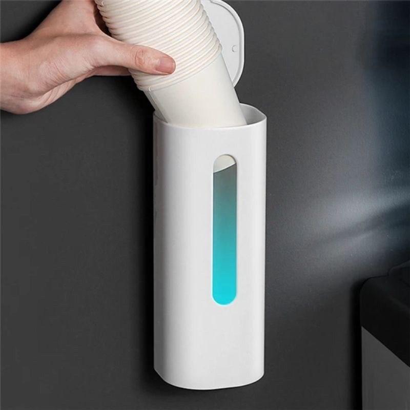 HỘP TREO TƯỜNG ĐỰNG LY GIẤY CÓ NẮP ĐẬY TIỆN LỢI - DỤNG CỤ LƯU TRỮ CỐC DÁN TƯỜNG 1 NGĂN