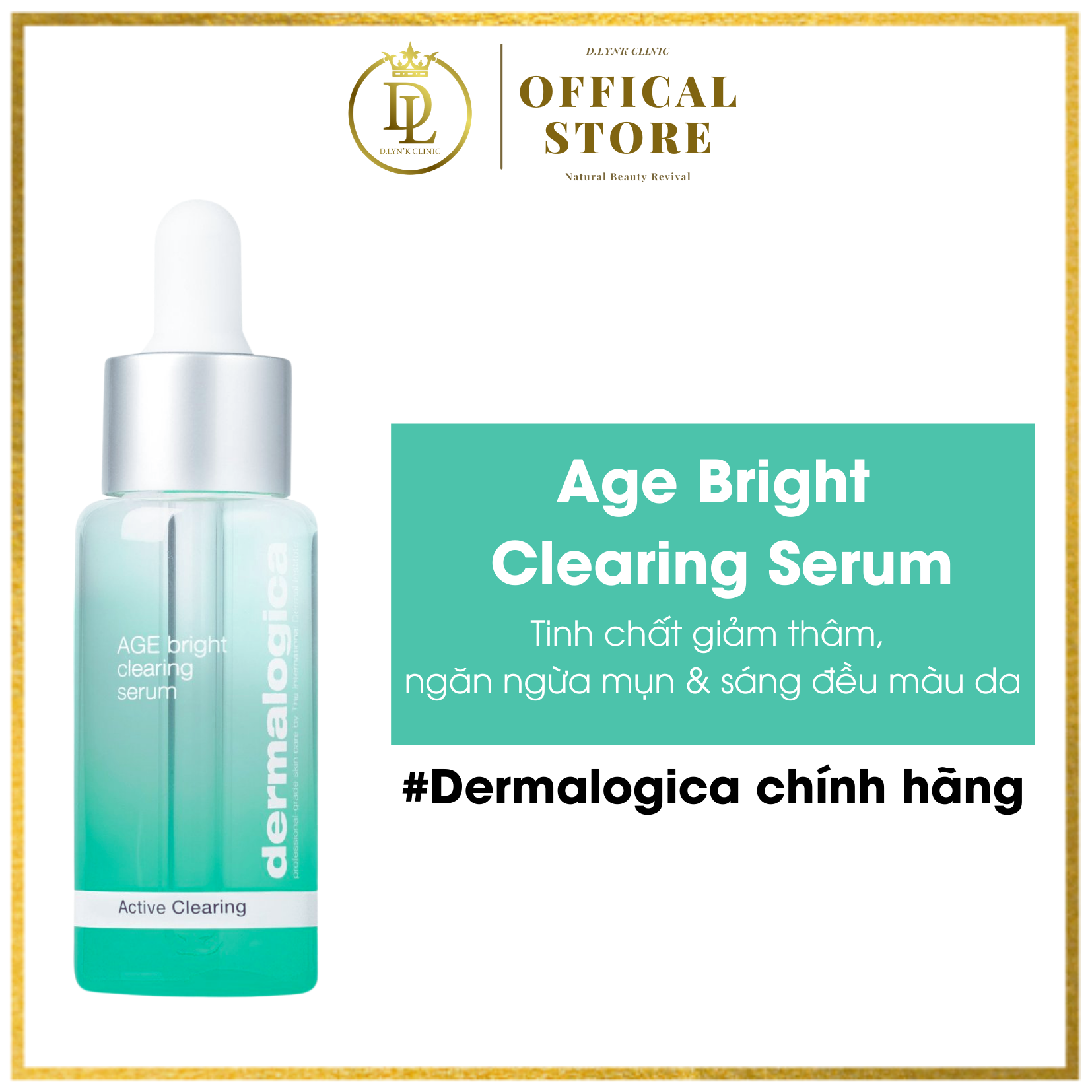 Serum huyết thanh chứa Salicylic acid và Niaciamide giúp cân bằng tuyến dầu, giúp giảm mụn, ngừa thâm, sáng da Dermalogica Age Bright Clearing Serum 30ml