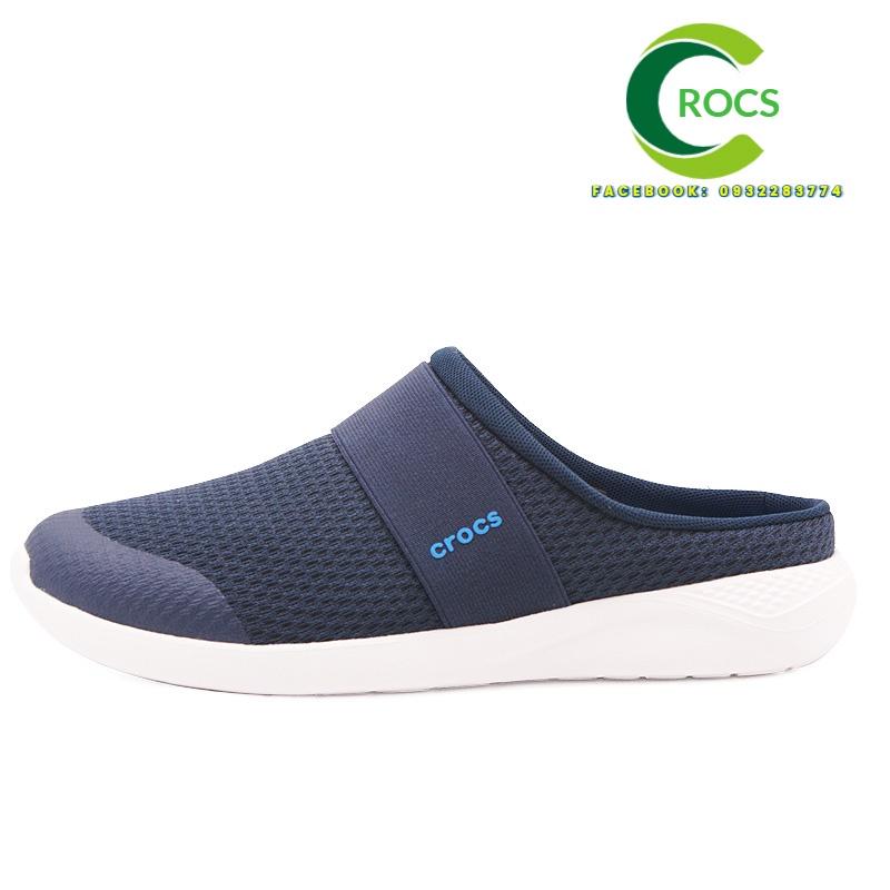 Giày lười vải lưới chống hôi chân -Croslite-Literide-Mesh mule cho nam màu xanh Navy