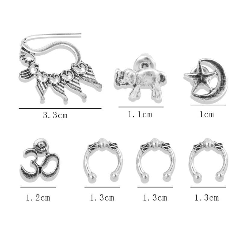 Combo bông tai màu bạc cổ 7 mẫu