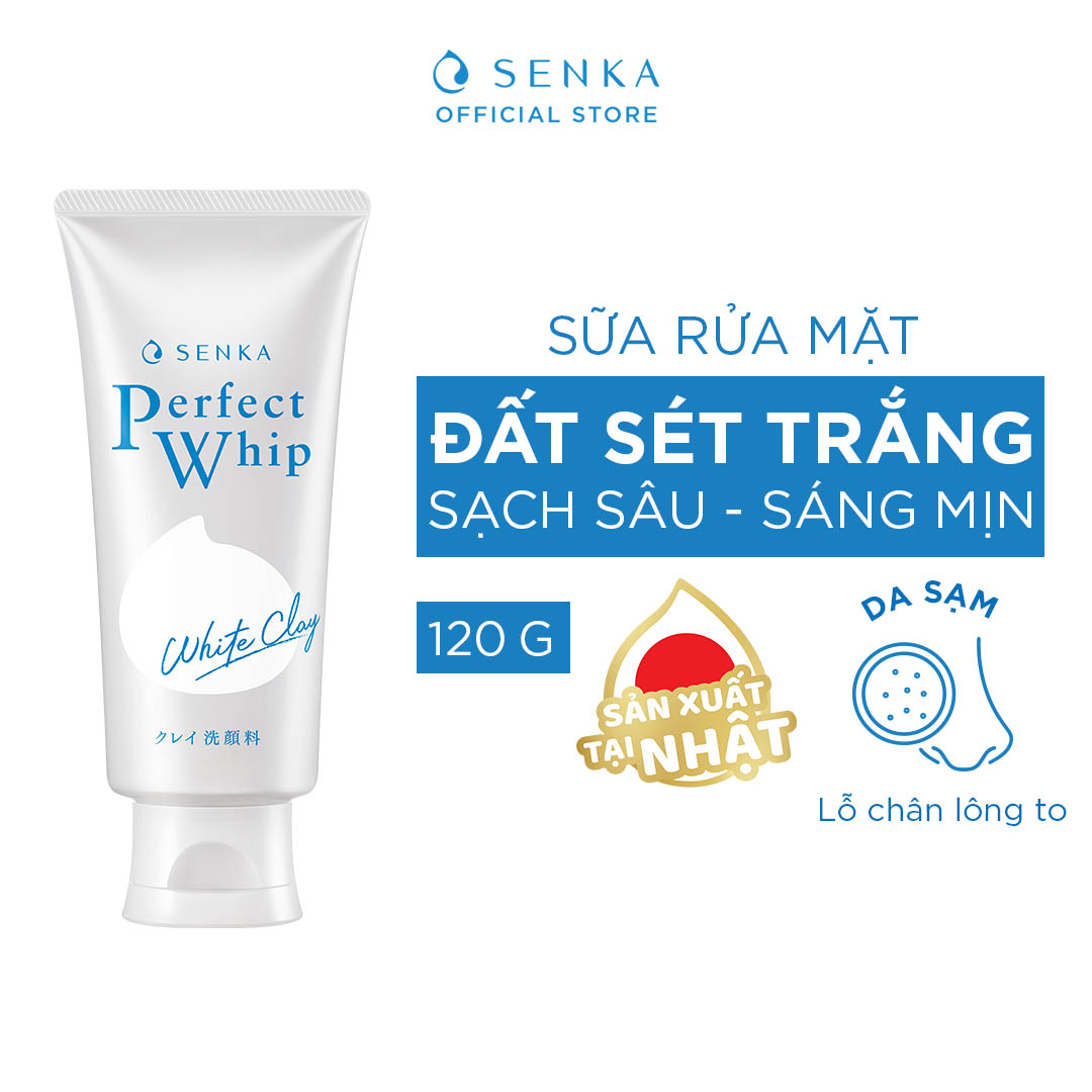 Combo 2 Sữa Rửa Mặt Tạo Bọt Chiết Xuất Đất Sét Trắng Senka Perfect White Clay 120g x 2