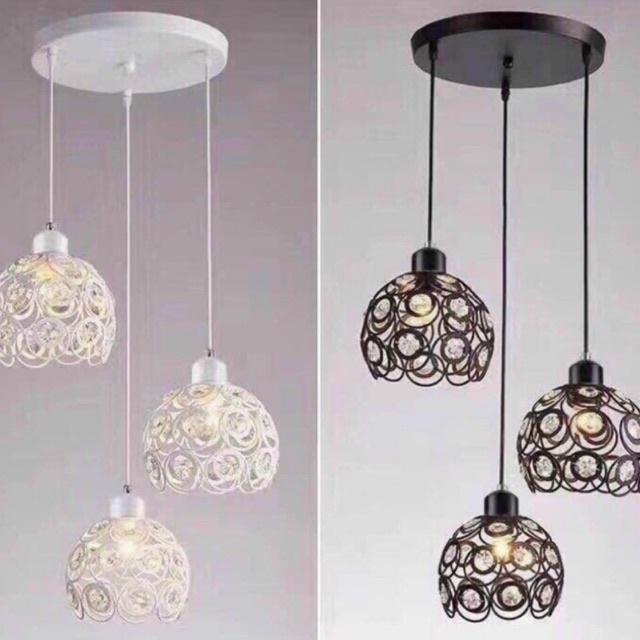 Đèn thả bàn ăn cầu tròn gắn hạt hale