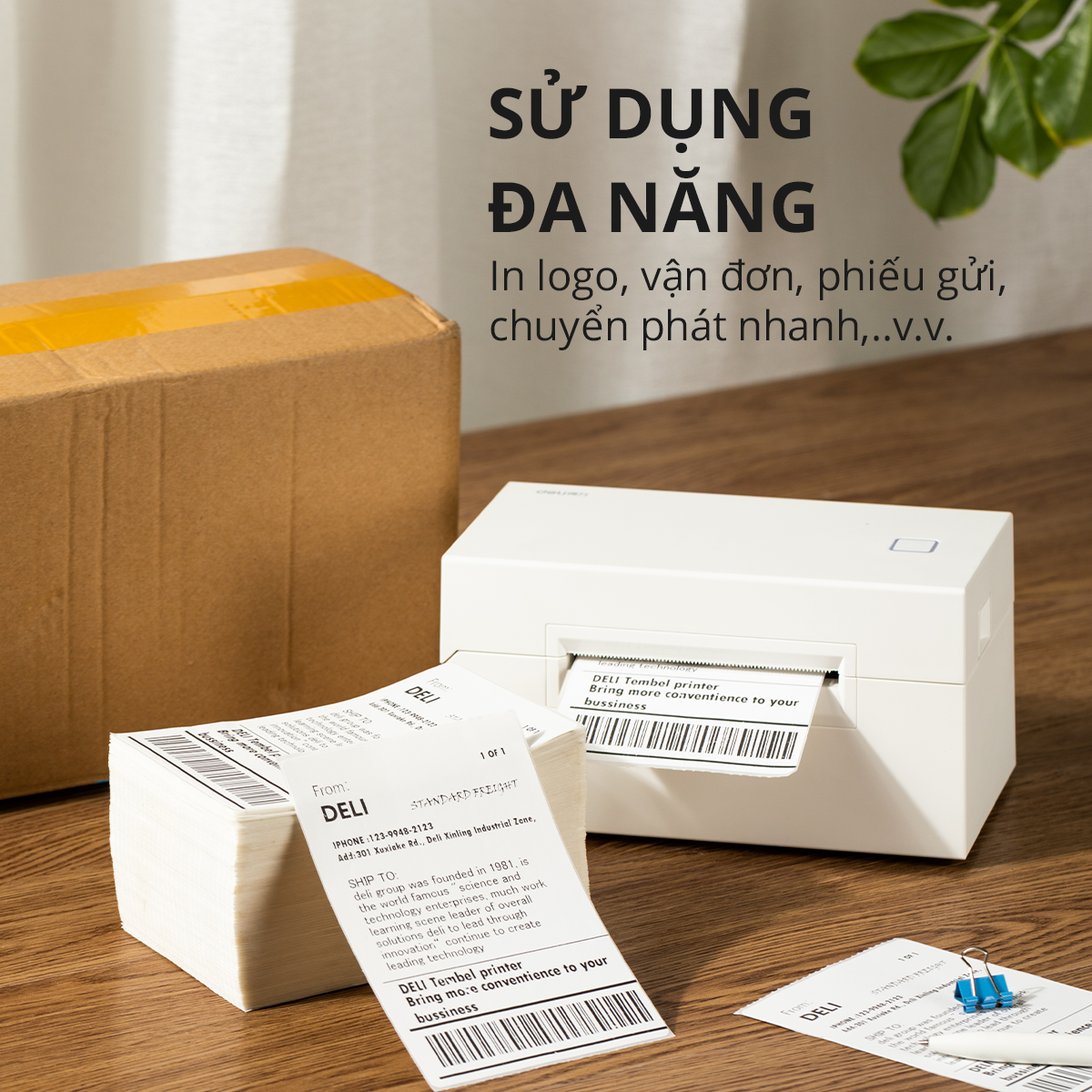 Giấy Decal Nhiệt In Nhãn Minicode Đơn Hàng TMĐT Deli - Tệp 500 Tờ 12x8cm - Dùng Cho Bill, Mã Vạch, Hóa Đơn, Livestream, Kinh Doanh Online - Không Phai Mực - Hàng Chính Hãng - CP001