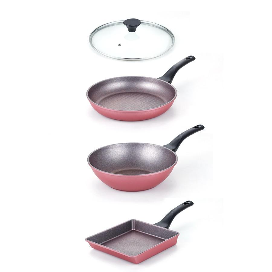 Chảo đá chống dính Ecoramic siêu bền -28 cm - + nắp kính 28 cm -Curling stone Wok pan and Glass