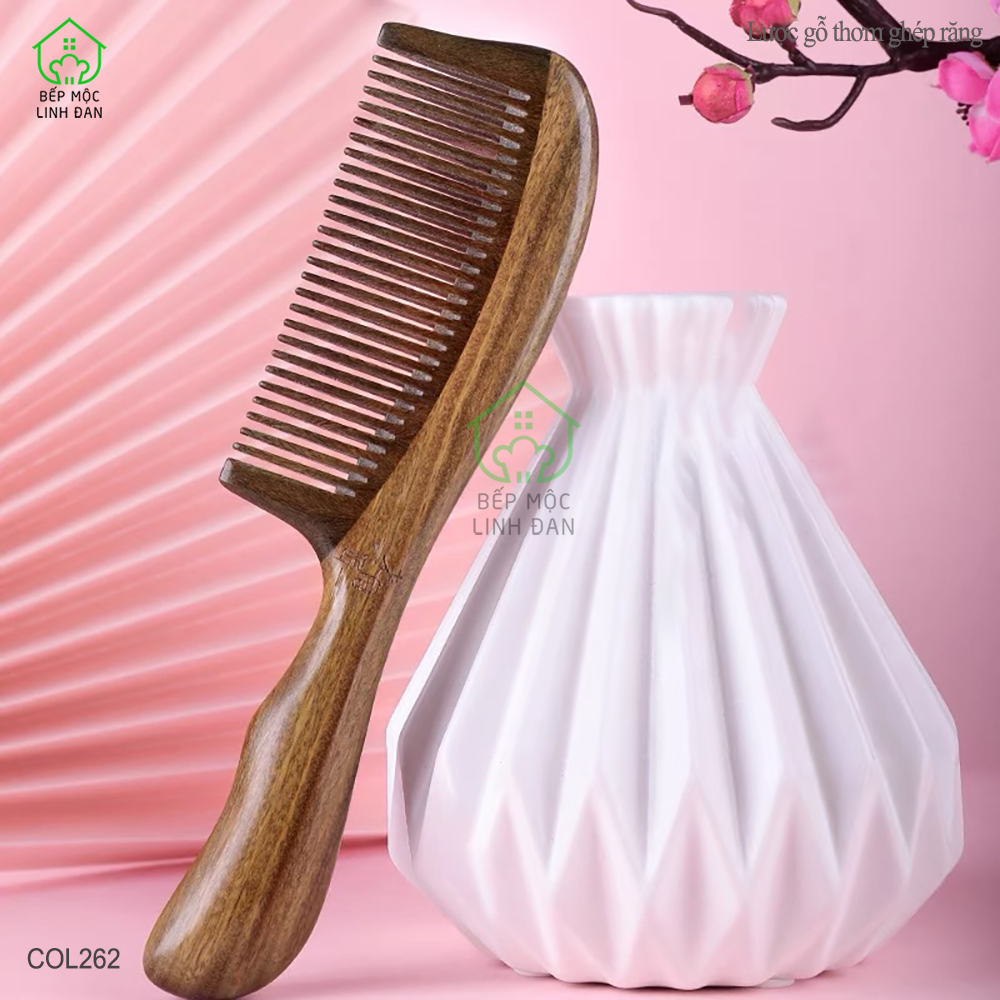 Lược Gỗ Thơm Ghép Răng Chuôi Lượn Sóng HAHANCO (Size: XL-19,5cm) Dáng Châu Âu [COL262]