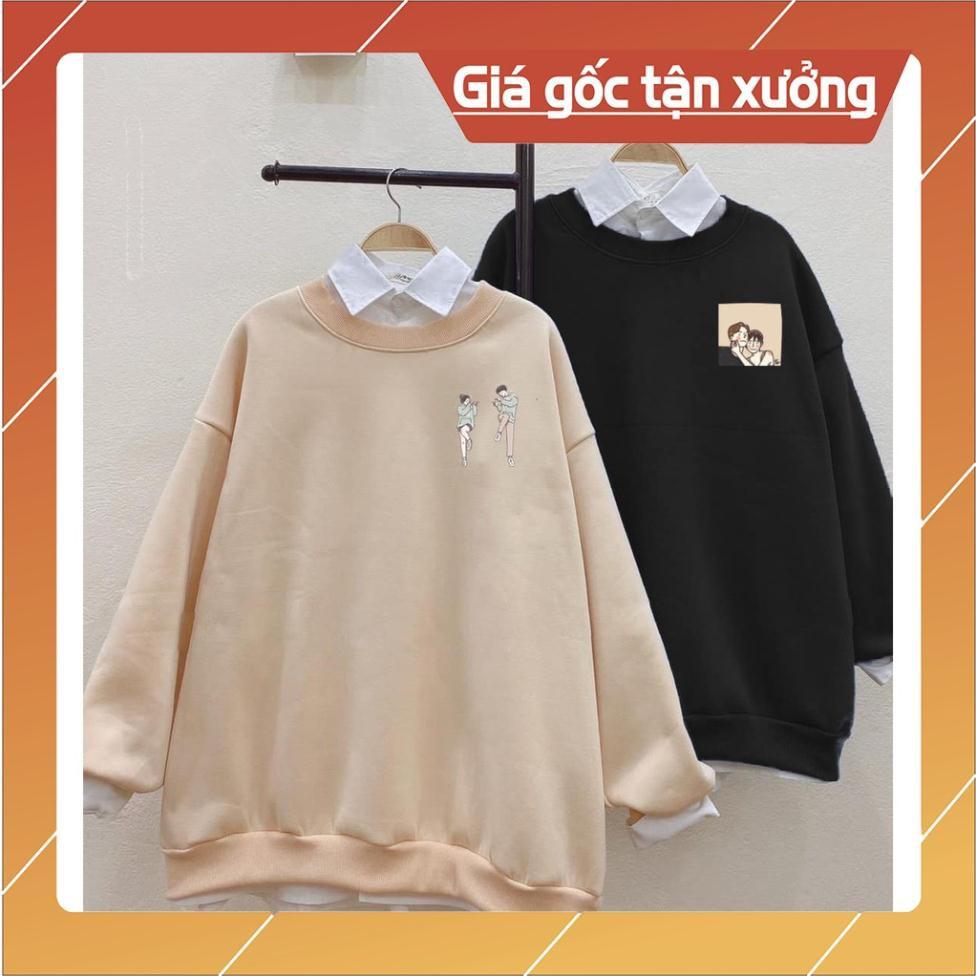 Áo sweater nỉ đôi bạn(ảnh thật video tự chụp), áo sweater đôi bạn Trà Sữa siêu xinh