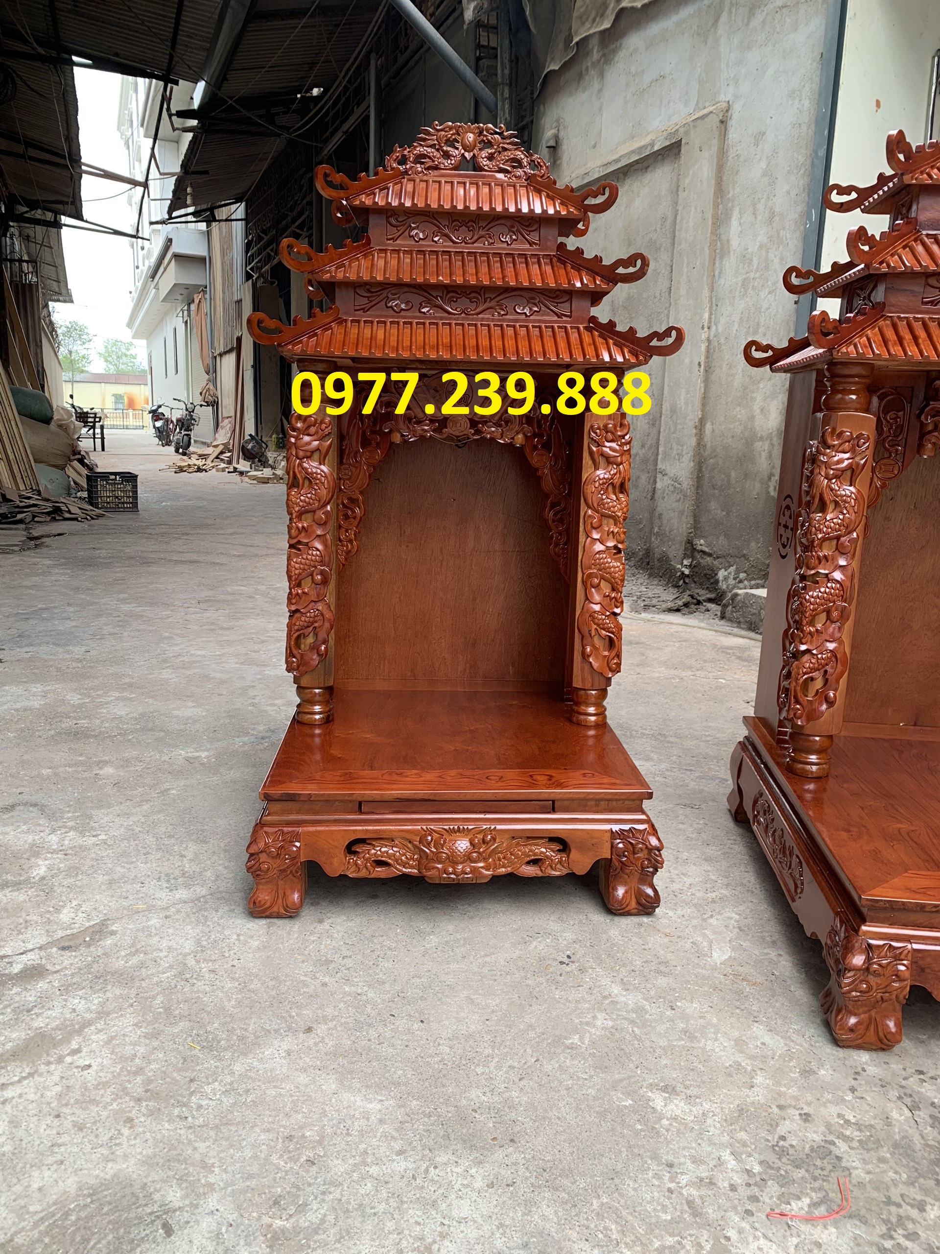 bàn thờ thần tài gỗ xoan đào 48cm