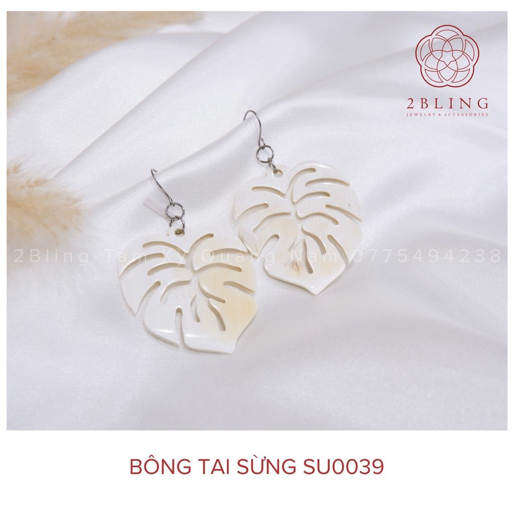 Bông tai sừng hình chiếc lá 2BLING thời trang SU0039