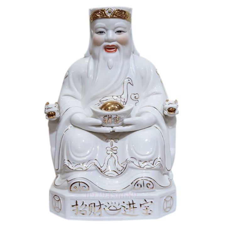 Cặp tượng thần tài ông địa sứ trắng 9 inch - M1.1