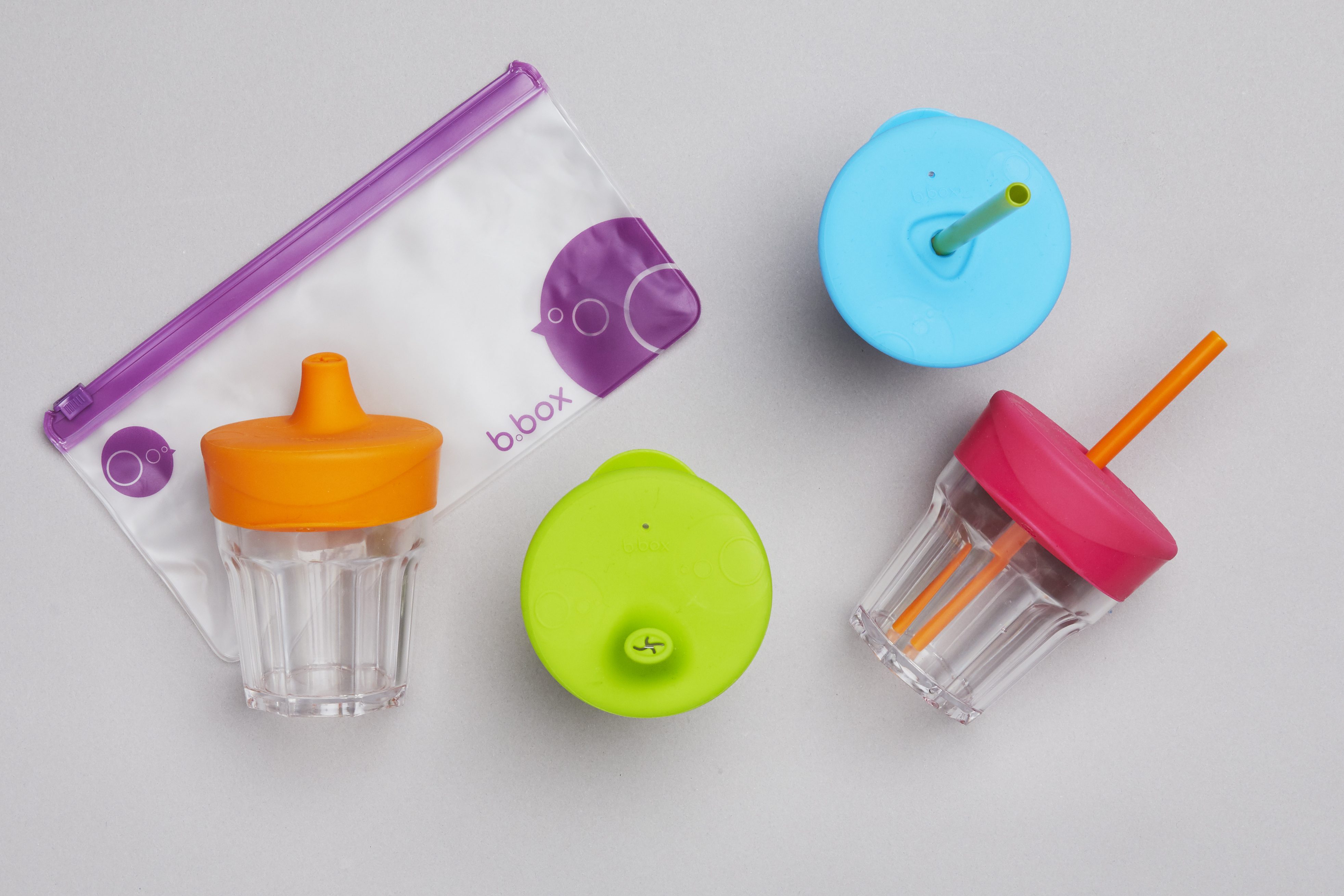 B.box Nắp đậy đa năng silicone cho bé - Bộ Đôi Hồng Cam