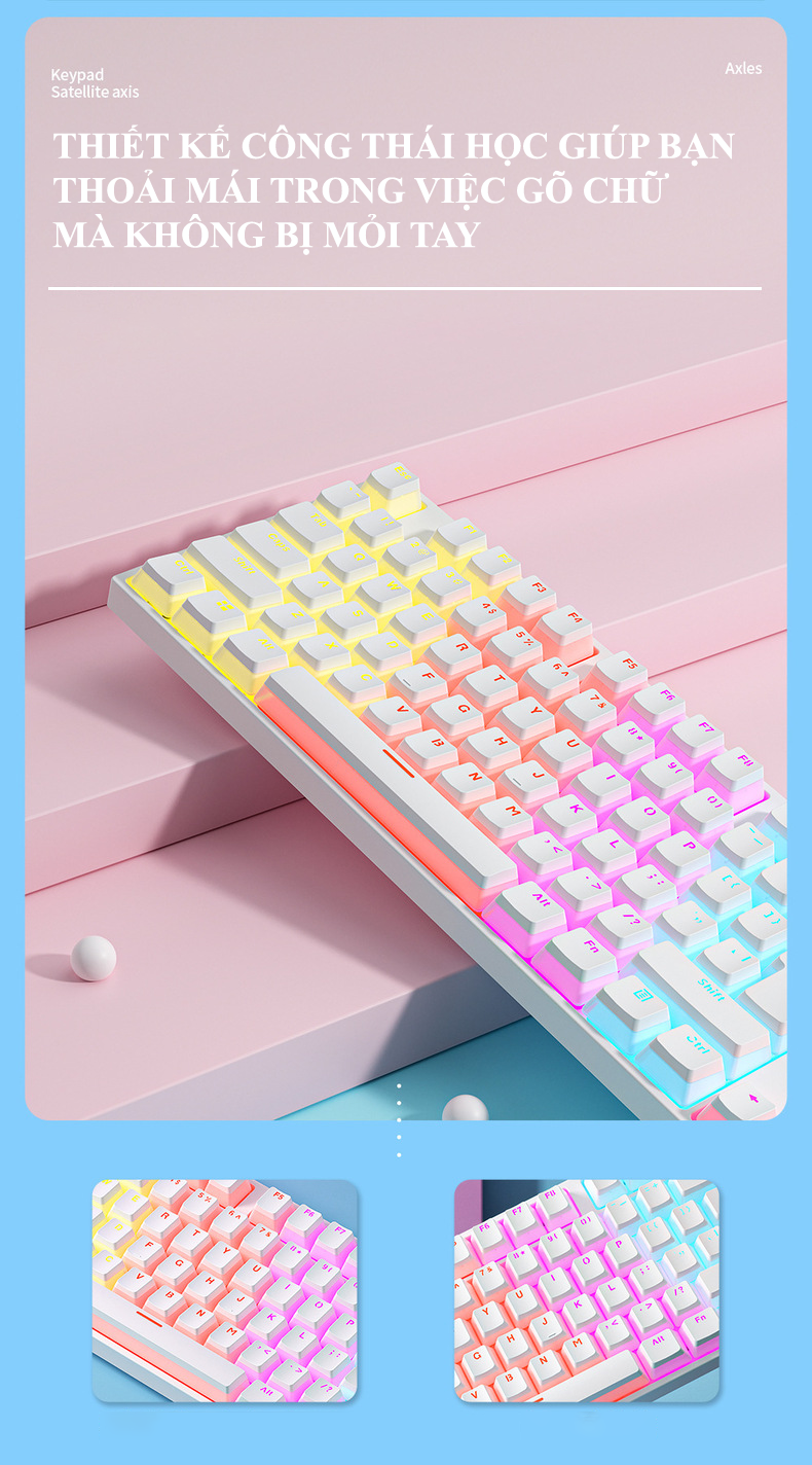 Bàn phím cơ Blue Switch ZIFRIEND KA102 với thiết kế full size 104 phím sử dụng keycap pudding xuyên led cực đẹp - Hàng Chính Hãng