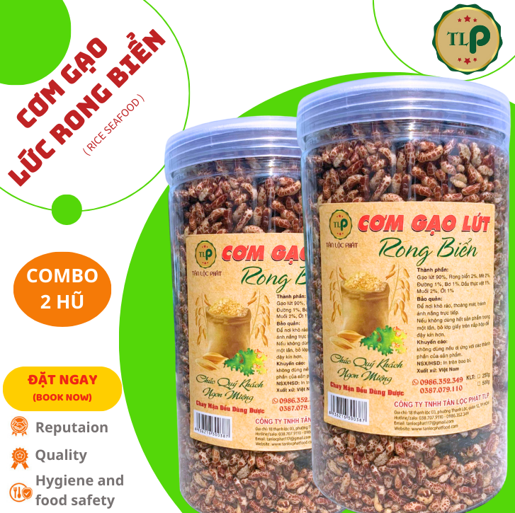 CƠM GẠO LỨT RONG BIỂN TÂN LỘC PHÁT COMBO 2 HŨ - MỖI HŨ 250G