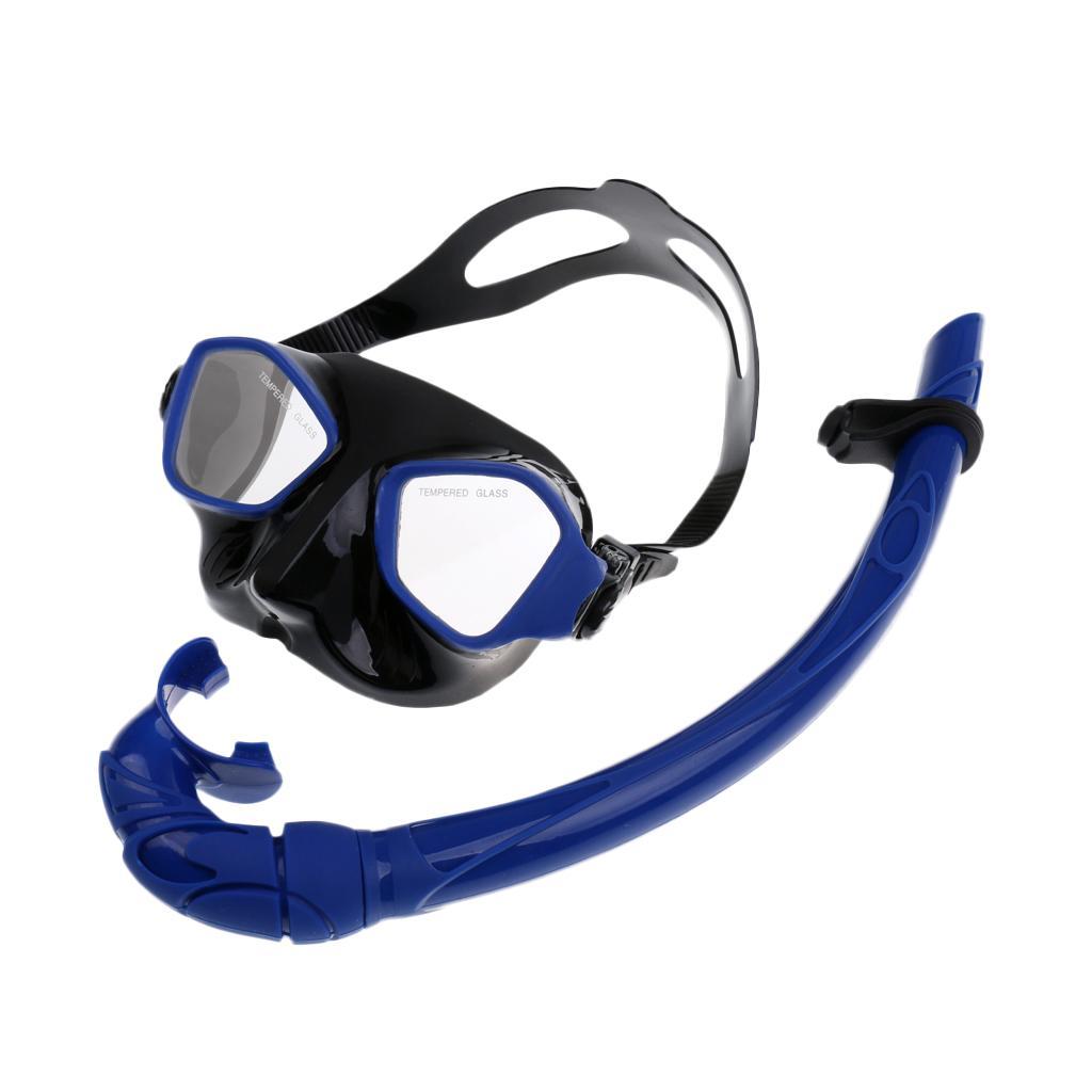 Deluxe Professional Underwater Scuba Diving Snorkeling Freediving Silicone Goggles Mask Snorkel Tube Set + Dive Mask Strap