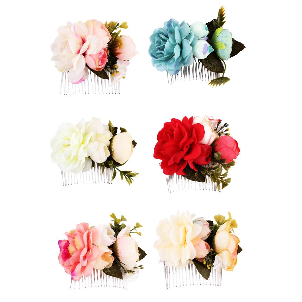 Blossom Rose Flower Hair Comb Clip Hairpin Vintage Wedding Hair Accessory F