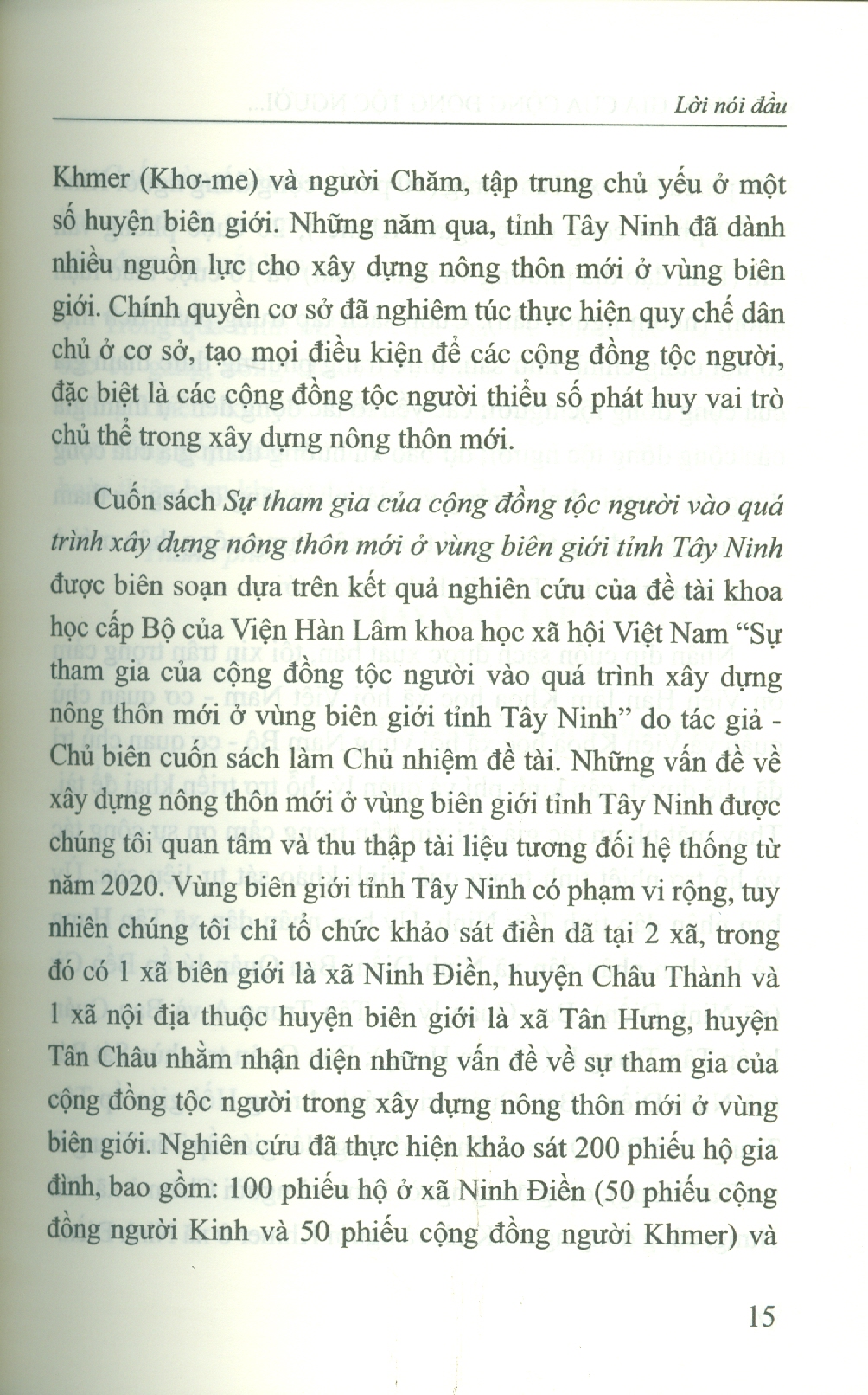 Sự Tham Gia Của Cộng Đồng Tộc Người Vào Quá Trình Xây Dựng Nông Thôn Mới Ở Ven Biên Giới Tỉnh Tây Ninh (Sách Chuyên Khảo)